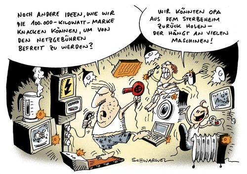 Cartoon: Netzgebühren Strom (medium) by Schwarwel tagged politik,politiker,konzern,unternehmen,netzgebuehren,strom,verbraucher,geld,wirtschaft,finanzen,karikatur,schwarwel,kilowatt,politik,politiker,konzern,unternehmen,strom,verbraucher,wirtschaft,finanzen