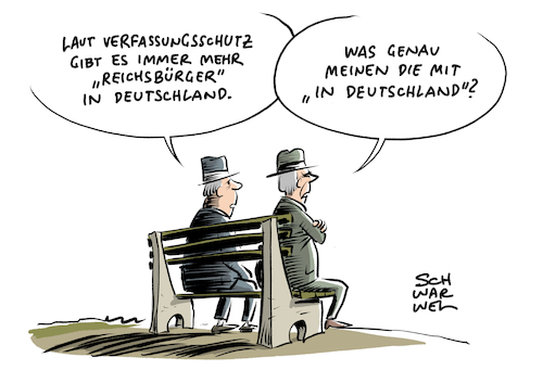 Cartoon: Reichsbürger (medium) by Schwarwel tagged reichsbürger,verfassungsschutz,verfassungsschutzbericht,wutbürger,rassismus,rassisten,rechtsextrem,rechtsextremismus,verschwörungstheorie,verschwörungstheoretiker,nazi,nazis,nonazis,neonazis,afd,esoterik,religion,islamistisch,islam,gewaltbereit,ausländerfeindlichkeit,judenhass,juden,asylkrise,seehofer,asylstreit,asyl,abschiebung,verfassungsfeindlich,staatsfeindlich,staatsfeind,hass,hetze,gewalt,hasskommentare,cartoon,karikatur,schwarwel,reichsbürger,verfassungsschutz,verfassungsschutzbericht,wutbürger,rassismus,rassisten,rechtsextrem,rechtsextremismus,verschwörungstheorie,verschwörungstheoretiker,nazi,nazis,nonazis,neonazis,afd,esoterik,religion,islamistisch,islam,gewaltbereit,ausländerfeindlichkeit,judenhass,juden,asylkrise,seehofer,asylstreit,asyl,abschiebung,verfassungsfeindlich,staatsfeindlich,staatsfeind,hass,hetze,gewalt,hasskommentare,cartoon,karikatur,schwarwel