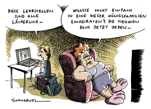 Cartoon: Schule fertig und Hochzeit (medium) by Schwarwel tagged schule,abschluss,schweden,schwedische,hochzeit,prinz,prinzessin,karikatur,schwarwel