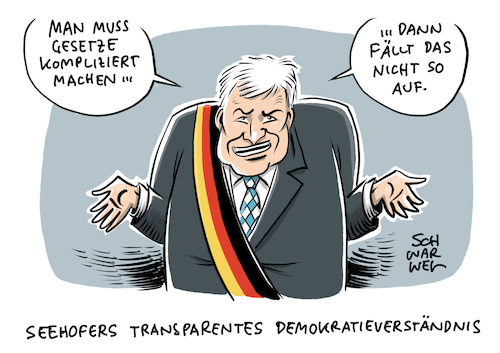 Cartoon: Seehofer Gesetze (medium) by Schwarwel tagged horst,seehofer,innenminister,heimatminister,innenministerium,heimatministerium,gesetze,kompliziert,machen,transparenz,transparent,demokratie,demokratieverständnis,bundestag,wehrhafte,datenaustauschgesetz,csu,cartoon,karikatur,schwarwel,horst,seehofer,innenminister,heimatminister,innenministerium,heimatministerium,gesetze,kompliziert,machen,transparenz,transparent,demokratie,demokratieverständnis,bundestag,wehrhafte,datenaustauschgesetz,csu,cartoon,karikatur,schwarwel