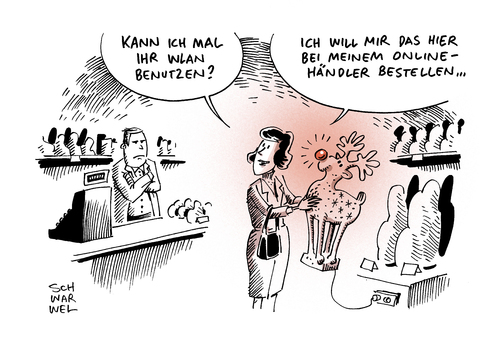 Cartoon: Shoppen im Internet Onlinehandel (medium) by Schwarwel tagged shoppen,shopping,online,handel,onlinehandel,lokaler,einzelhandel,bedrohung,karikatur,schwarwel,www,world,wide,web,kauf,kaufen,konsum,konsument,wlan,shoppen,shopping,online,handel,onlinehandel,lokaler,einzelhandel,bedrohung,karikatur,schwarwel,www,world,wide,web,kauf,kaufen,konsum,konsument,wlan