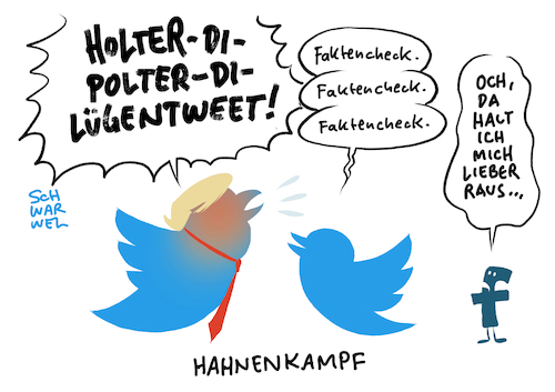 Cartoon: Twitter Trump Faktencheck (medium) by Schwarwel tagged donald,trump,twitter,president,präsident,weißes,haus,america,amerika,online,social,media,world,wide,web,faktencheck,onlinedienst,wahl,wahlen,präsidentschaftswahl,fake,news,hass,hetze,verschwörungstheorie,kurznachrichtendienst,profil,tweet,tweets,warnhinweis,kurznachrichten,cartoon,karikatur,schwarwel,donald,trump,twitter,president,präsident,weißes,haus,america,amerika,online,social,media,world,wide,web,faktencheck,onlinedienst,wahl,wahlen,präsidentschaftswahl,fake,news,hass,hetze,verschwörungstheorie,kurznachrichtendienst,profil,tweet,tweets,warnhinweis,kurznachrichten,cartoon,karikatur,schwarwel