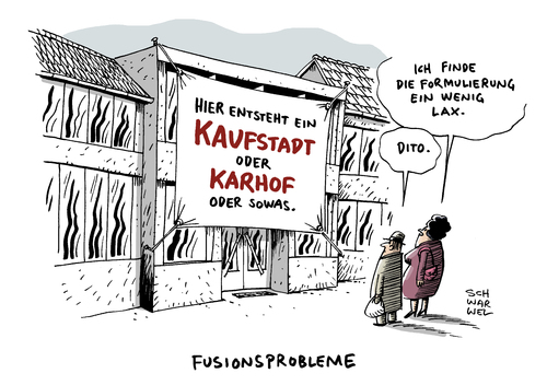 Cartoon: Übernahme Karstadt Kaufhof (medium) by Schwarwel tagged übernahme,karstadt,kaufhof,rene,benko,karikatur,schwarwel,übernahme,karstadt,kaufhof,rene,benko,karikatur,schwarwel