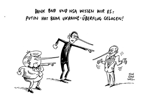 Cartoon: Ukraine Überflug befohlen (medium) by Schwarwel tagged ukraine,überflug,befehl,putin,lüge,obama,merkel,bnd,usa,karikatur,schwarwel,ukraine,überflug,befehl,putin,lüge,obama,merkel,bnd,usa,karikatur,schwarwel