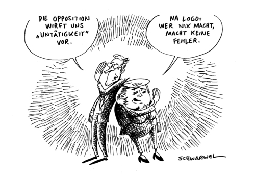 Cartoon: Untätigkeit Regierung (medium) by Schwarwel tagged opposition,untätigkeit,regierung,deutschland,politik,politiker,angela,merkel,guido,westerwelle,partei,cdu,fdp,mann,frau,karikatzur,schwarwel,opposition,untätigkeit,regierung,deutschland,angela merkel,guido westerwelle,partei,cdu,fdp,mann,frau,angela,merkel,guido,westerwelle