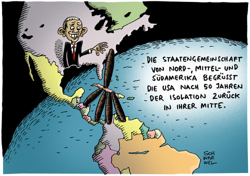 Cartoon: USA Kuba Ende Kalter Krieg (medium) by Schwarwel tagged usa,kuba,ende,kalter,krieg,obama,castro,nation,bombem,raketen,waffen,gewalt,karikatur,schwarwel,staat,staatengemeinschaft,amerika,usa,kuba,ende,kalter,krieg,obama,castro,nation,bombem,raketen,waffen,gewalt,karikatur,schwarwel,staat,staatengemeinschaft,amerika