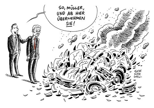 Cartoon: VW Dieselgate Vorstandschef (medium) by Schwarwel tagged vw,dieselgate,vorstandschef,volkswagen,vorstand,chef,müller,neubeginn,unternehmen,konzern,personal,porsche,auto,autohersteller,kfz,karikatur,schwarwel,vw,dieselgate,vorstandschef,volkswagen,vorstand,chef,müller,neubeginn,unternehmen,konzern,personal,porsche,auto,autohersteller,kfz,karikatur,schwarwel