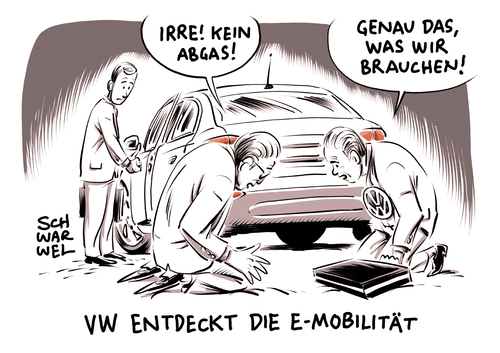 Cartoon: VW entdeckt die EMobilität (medium) by Schwarwel tagged vw,volkswagen,mobilität,elektro,elektroauto,auto,kfz,mercedes,bmw,karikatur,schwarwel,vw,volkswagen,mobilität,elektro,elektroauto,auto,kfz,mercedes,bmw,karikatur,schwarwel