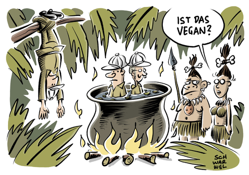 Cartoon: Werben für Veggie (medium) by Schwarwel tagged vegan,veggie,wursthersteller,wurst,fleisch,fleischlose,waren,karikatur,schwarwel,vegan,veggie,wursthersteller,wurst,fleisch,fleischlose,waren,karikatur,schwarwel