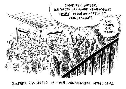 Cartoon: Zuckerberg Eigenheim (medium) by Schwarwel tagged facebook,gründer,mark,zuckerberg,pc,computer,butler,künstliche,intelligenz,roboter,zu,hause,zuhause,eigenheim,karikatur,schwarwel,facebook,gründer,mark,zuckerberg,pc,computer,butler,künstliche,intelligenz,roboter,zu,hause,zuhause,eigenheim,karikatur,schwarwel