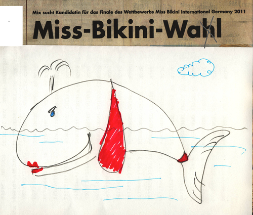 Cartoon: Bikini Wal (medium) by manfredw tagged sehen,denken,hören,sprache,wal,wahl,bikini