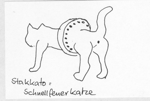 Cartoon: Katzenlexikon (medium) by manfredw tagged stakkato,waffe,gewehr,schnellfeuer,katze