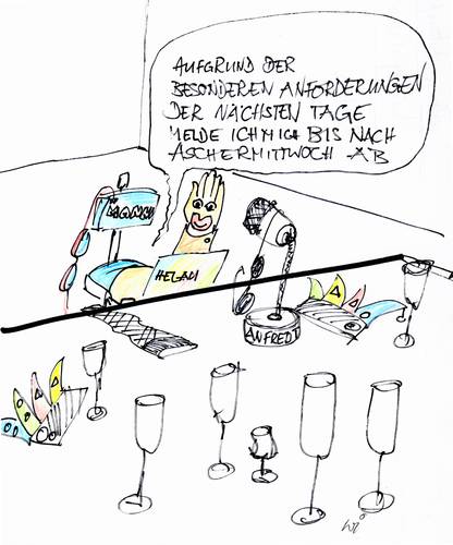 Cartoon: Manfred treibt s bunt (medium) by manfredw tagged aschermittwoch,fasnet,fasnacht,fassnacht,fastnacht,fasching,karneval,manfredtv