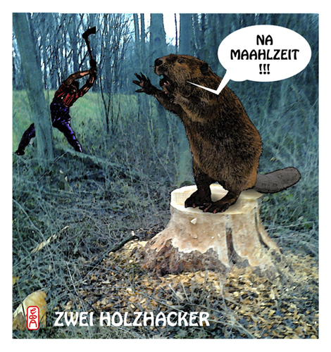 Cartoon: holzhacker (medium) by edda von sinnen tagged von,edda,hodler,castor,biber,holzfäller,holzhacker,lumberjack,sinnen