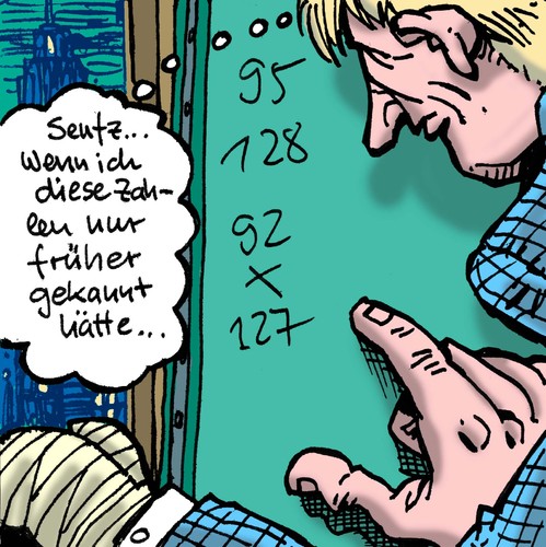 Cartoon: Knobel! Knobel! (medium) by Comiczeichner tagged zahlen,verletzt,verband,hand,knobel