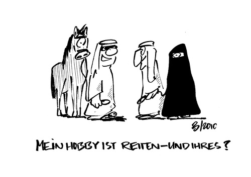Cartoon: Hobbys für Männer... (medium) by georg_juergens tagged hobbies,hobbys,women,frauen,mens,mäenner,horses,pferde,burka