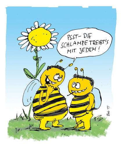 Cartoon: Blumen und Bienen (medium) by bob tagged blumen,bienen,frühling,schlampe,bob,hack