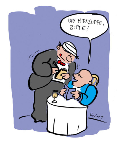 Cartoon: Hirnsuppe (medium) by bob tagged restaurant,kellner,ober,hirn,gehirn,bob,hack