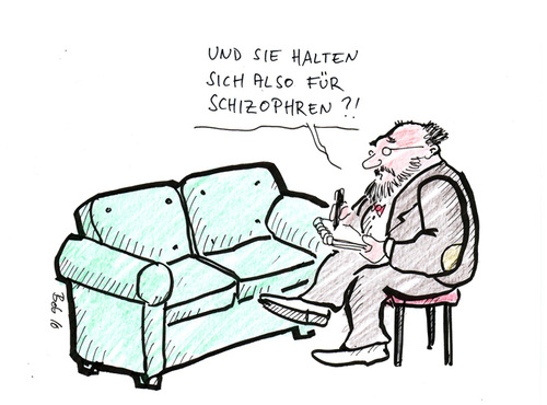 Cartoon: Schizo (medium) by bob tagged schizophren,psychiater,couch