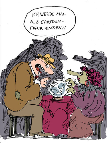 Cartoon: Wahrsagerin (medium) by bob tagged orakel,wahrsagerin,zukunft,glaskugel,cartoonfigur,schiksal