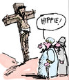 Cartoon: Hippie (small) by bob tagged jesus,christus,kreuzigung,bob,hack,hippie,rumhängen