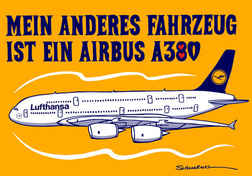 Cartoon: Airbus A380 Contest (medium) by toonpool com tagged airbus380,airbus,lufthansa,plane,flugzeug,contest