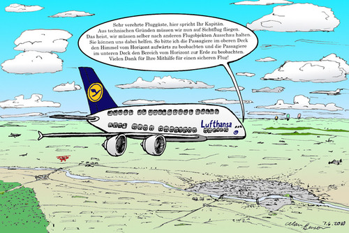 Cartoon: Airbus A380 Contest (medium) by toonpool com tagged lufthansa,airbus380,airbus,plane,flugzeug,contest