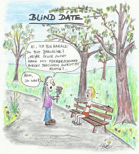 Cartoon: Blinddate (medium) by Busch Cartoons tagged missverstanden,kennenlernen,mann,frau,date,pferdeschwanz