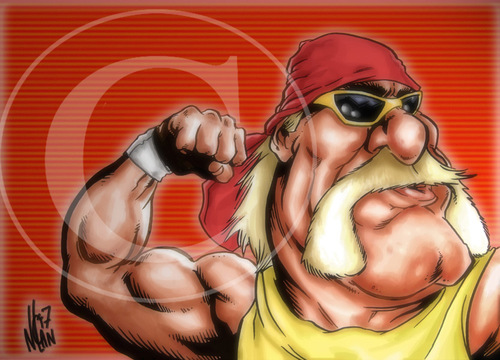 Cartoon: Hulk Hogan Caricature (medium) by nolanium tagged hulk,hogan,caricature,nolan,harris,nolanium