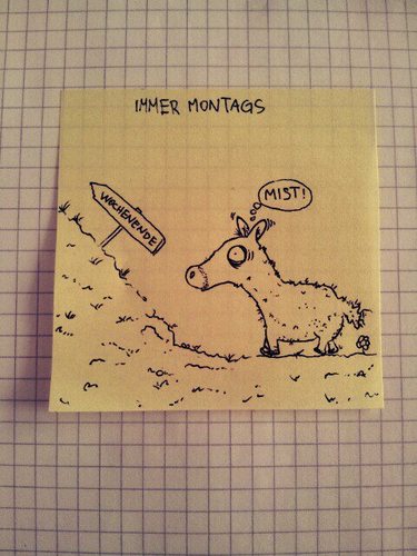 Cartoon: Montag! (medium) by Post its of death tagged pferd,pony