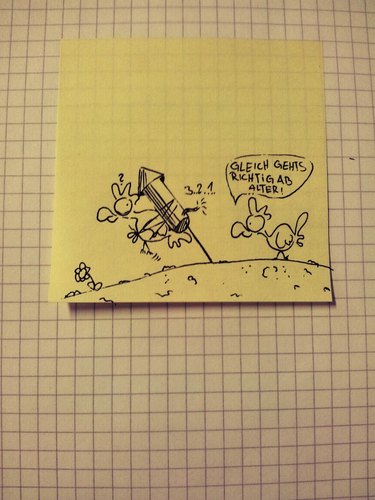 Cartoon: Not macht sehr erfinderisch. (medium) by Post its of death tagged hünchen