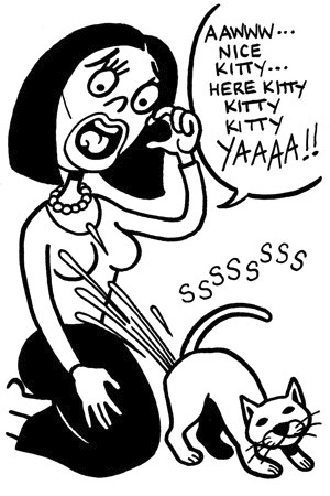 Cartoon: toon 32 (medium) by kernunnos tagged cats,pissing,on,women,hurrah,go,kitty,the,bitch,probably,deserved,it