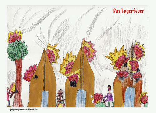 Cartoon: das lagerfeuer (medium) by meusikus tagged würstlgrillen,brennen,natur,mensch,feuer,lager