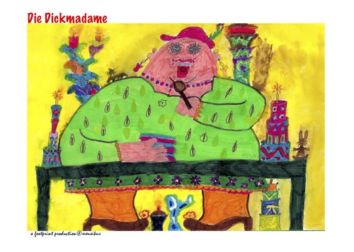 Cartoon: die dickmadame (medium) by meusikus tagged dick,madame,kuchen,essen,tisch