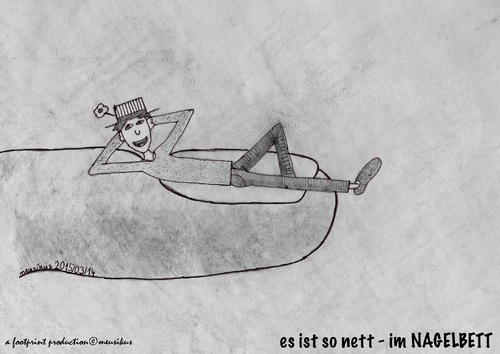 Cartoon: es ist so nett - im NAGELBETT (medium) by meusikus tagged nagelbett,schlafen,gemütlich,ausruhen