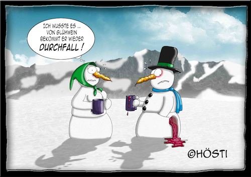 Cartoon: Höstis Die Schneemanns (medium) by Hösti tagged hösti,cartoons,hoesti,stephan,höstermann,schneemann,die,schneemanns,winter,glühwein,frost