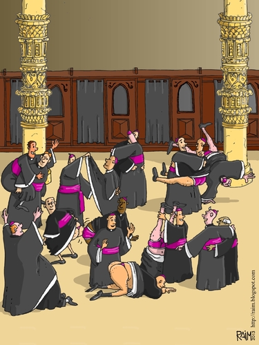 Cartoon: bishops (medium) by raim tagged gay,lobby,pope,resignation