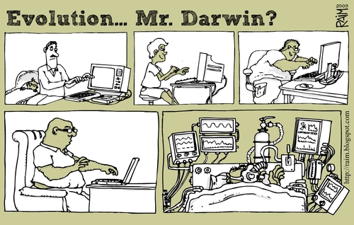 Cartoon: evolution (medium) by raim tagged evolution,darwin,raim,cartoon
