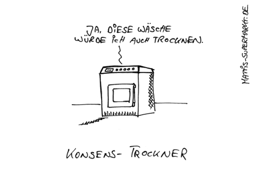 Cartoon: Konsentrockner (medium) by Matti tagged trockner,haushalt,waschmaschine,arbeit,konsens,trocknen,hausarbeit,matti,mattis,supermarkt