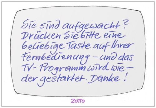 Cartoon: Eingeschlafen? - Asleep? (medium) by Zotto tagged sendealltag,monotonie,tv