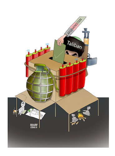 Cartoon: Afghan  election in the ... (medium) by Shahid Atiq tagged afganistan
