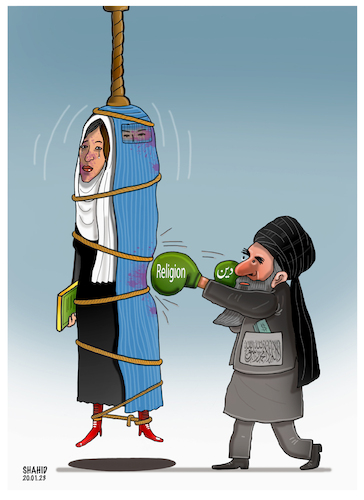 Cartoon: Afghan women in captivity! (medium) by Shahid Atiq tagged afghanistan