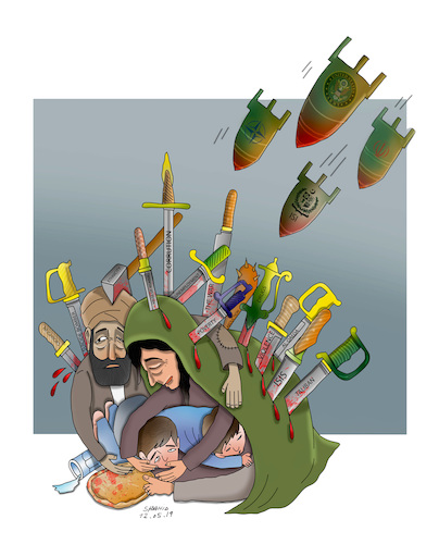 Cartoon: AFGHANS WANT PEACE ! (medium) by Shahid Atiq tagged afganistan