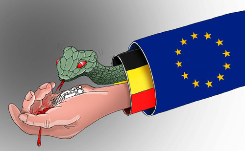 Cartoon: Belgien Terror attack (medium) by Shahid Atiq tagged pakistan,iran,turkey,taliban,terrorism,isis,kabul,afghanistan