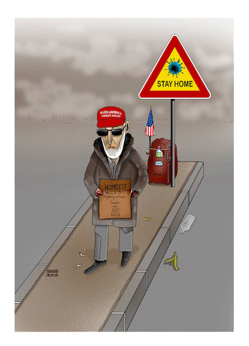 Cartoon: COVID-19 hits the homeless ... (medium) by Shahid Atiq tagged world
