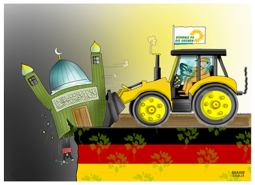 Cartoon: Die Grünen clean their land! (medium) by Shahid Atiq tagged germany
