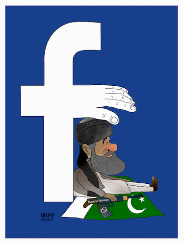 Cartoon: Facebook Hand !!! (medium) by Shahid Atiq tagged afghanistan