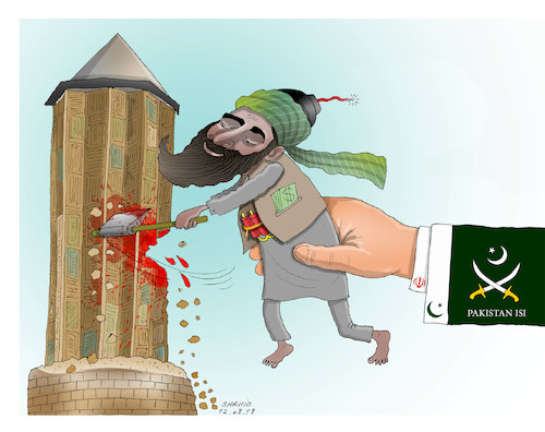 Cartoon: Ghazni Afghanistan ! (medium) by Shahid Atiq tagged afghanistan,balkh,helmand,kabul,london,nangarhar,and,ghor,attack
