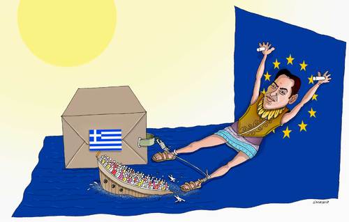 Cartoon: Griechenland Hilfspaket (medium) by Shahid Atiq tagged griechenland