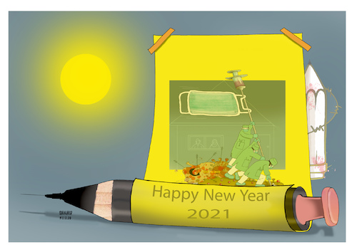 Cartoon: Happy New Year 2021 ! (medium) by Shahid Atiq tagged world